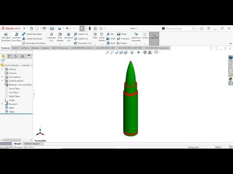 How to Make a Bullet Cartridge in SolidWorks 2025