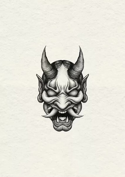 Oni Mask Drawing Process in Procreate