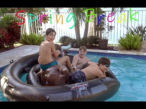 The Boys on Spring Break Riding the Bull in the Pool