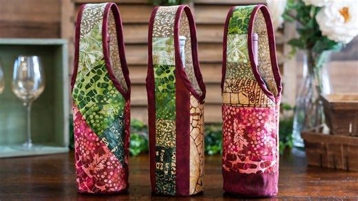 Easy Quilt As You Go Scrappy Wine Tote Tutorial