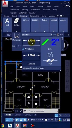 Annotative Scale and Continue dimensions in AutoCAD #shortscadtips #ytshortcad