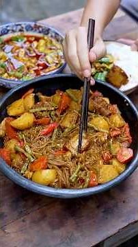 Traditional Potato Ribs Stew with Glass Noodles | Authentic Rural Cooking Recipe
