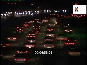 2000s Los Angeles, USA, Night Driving on Freeway, Highway