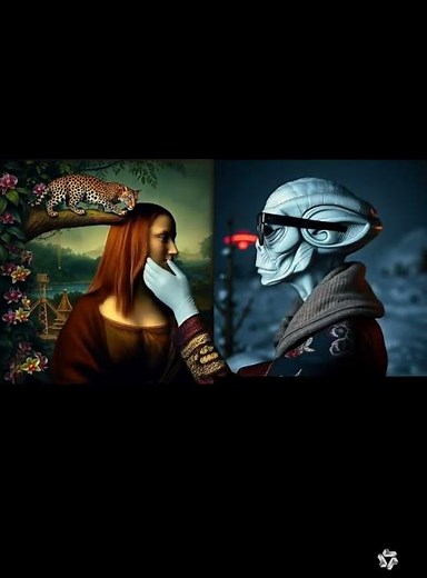 Alien kisses Mona Lisa