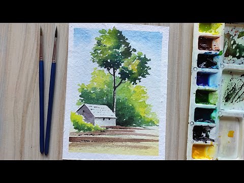 simple watercolor house painting tutorial for beginners | Paint with David