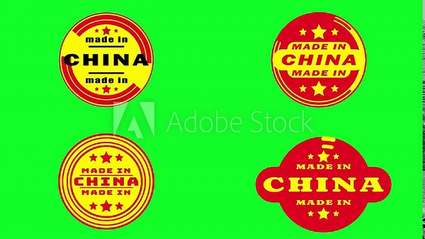 Made in china product animated icon set on green screen with national flag colour. Concept of product manufacturing in China. Stock Video