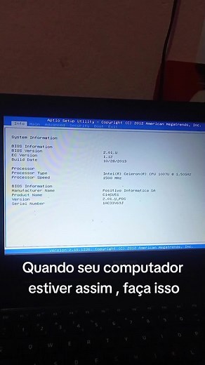 Como Resolver o Aptio Setup Utility no Notebook Positivo