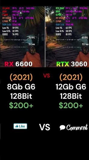 💥 RTX 3060 vs RX 6600 – Which GPU Gives More FPS for the Price? 💸 #shorts