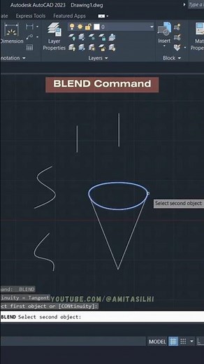 AutoCAD - BLEND Command | Tips & Tricks #shorts #autocad