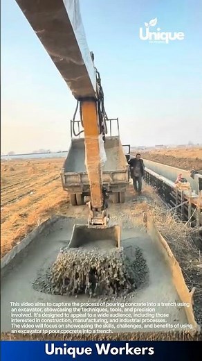 Construction: trench filling with an excavator and concrete