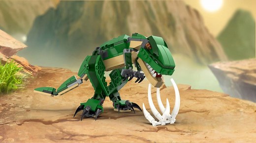 259K views · 4.4K reactions | Shake the ground with this menacing T. rex! Open its mouth to reveal razor-sharp teeth, position the huge claws and move its head and tail. This set also includes the remains of the T. rex's latest prey! Rebuild to create other Mighty Dinosaurs; a powerful Triceratops or a terrifying Pterodactyl. Find out more at: LEGO.com/Creator You’re the Creator! | LEGO | Facebook