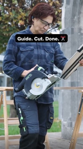 Festool on Instagram: "Fast. Accurate. Repeatable. ⚡⁣ ⁣ Pair the HKC 55 KEB with the cross-cutting guide rail (FSK) and get perfect 90° cuts, every time. Whether you're trimming rafters, battens or boards the integrated return function and fixed angles make mobile precision effortless.⁣ ⁣ Where do you rely on fast cross cuts in your work? 💬👇⁣ ⁣ #festool #cordlesssaw #guiderail⁣ ⁣"