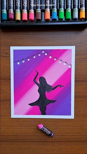 Very Easy Girl Drawing | Oil Pastel Art #artshorts #easytutorial #acrylicpainting #oilpasteldrawing