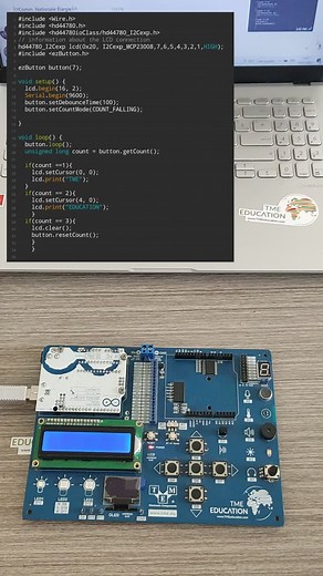 Interface LCD display with Arduino using push button #lcddisplay #pushbuttton