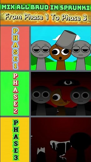All Brud In Sprunki Incredibox | From Phase 1 to Phase 3 . Phase 1 Vs Phase 2 Vs Phase 3