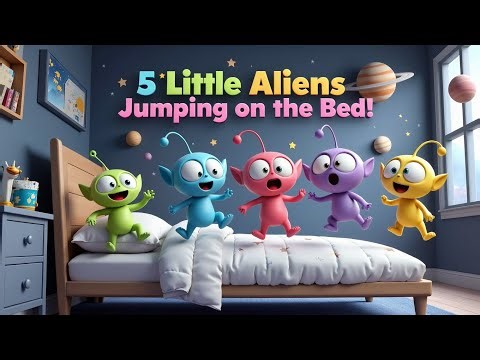 5 Little Aliens Jumping on the Bed – Fun Space Alien Song for Kids | KidsLearn Nursery Rhymes
