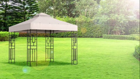 10x10 Canopy Replacement Top - Pop Up Gazebo Replacement Canopy Cover 10 x 10 - Double Tier - Waterproof 250g Canvas Fabric - Beige