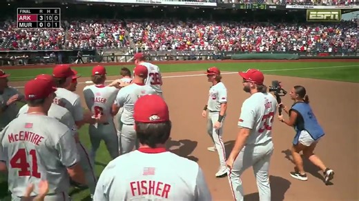 The moment he made history. 🥹 #MCWS x 🎥 ESPN / Arkansas Razorback Baseball | NCAA Baseball