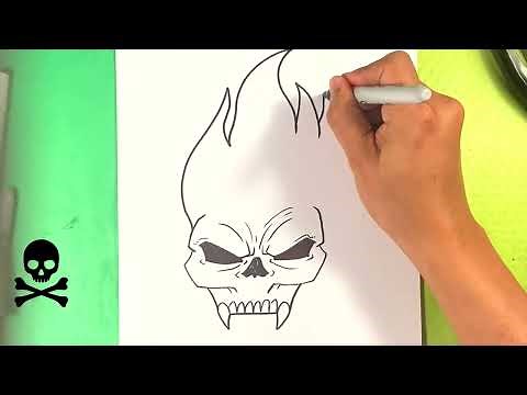 EASY How to Draw FLAME SKULL