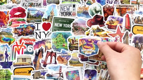 200PCS US State Travel Stickers for Scrapbook Journal, USA City Travel Stickers US National Park Landmarks Cultural Sticker for Luggage Souvenirs Gifts Water Bottle Laptop