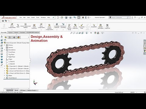 Solidworks tutorial: Chain and Sprocket Animation with Design and Assembly