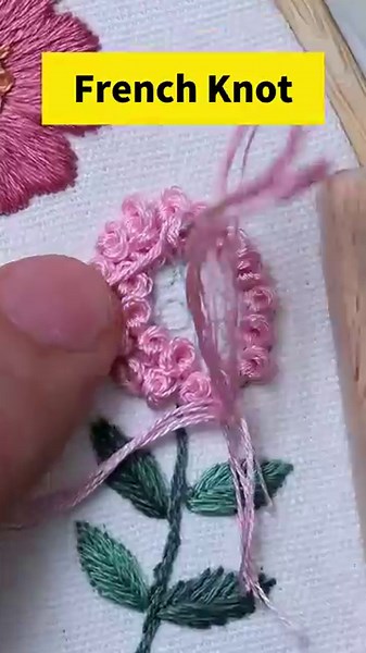 French Knot Flower Embroidery | Simple & Beautiful Design #embroidery #frenchknot #flowers