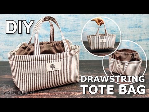 DIY DRAWSTRING TOTE BAG | Cute Purse Bag Sewing Tutorial [sewingtimes]