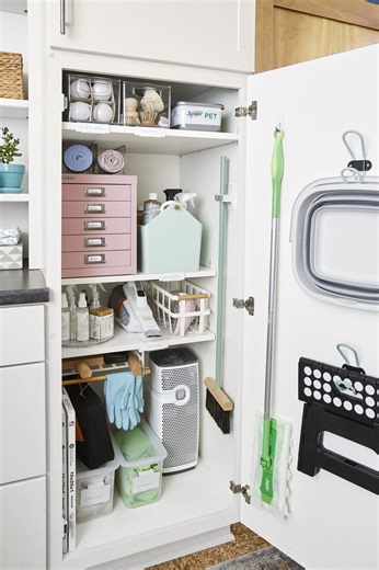 12 Genius Storage Tips for Easily Organizing a Cleaning Closet