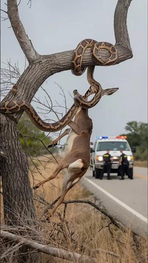 Python Catches Deer in the Air – Unbelievable Scene! #shorts