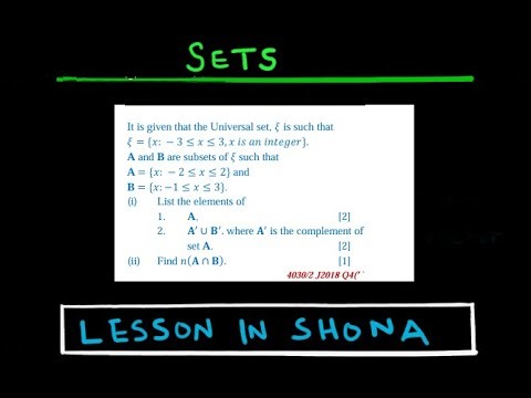 Sets Qn 1: Set-builder notation and Compliments | ZIMSEC J2018/P2 | In Shona