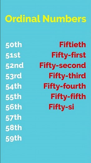 Learn Ordinal Numbers 50-59 | English Vocabulary Lesson