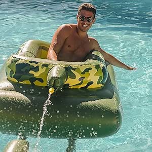 Float Joy Tank Pool Floats for Adults and Kids with 2 Water Cannons Inflatable Pool Floaties Pool Toys Motorized Pool Float