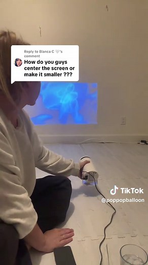 Replying to @Blanca C 🤍 here is how you center the image from the projector. If you need even more versatility you will need to place it on top of a table or othet surface. Here is also how to make the screen larger or smaller.