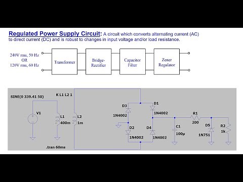 Introduction to LTSPICE for Simulating a complete Regulated Power Supply Circuit