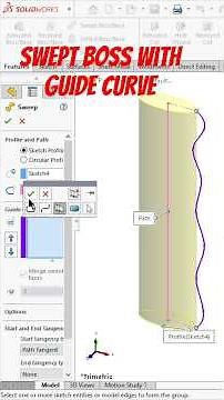 How to use a swept boss feature with guide curve in solidworks #shorts #ytshorts #solidworks