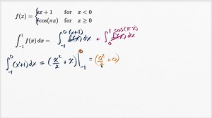 Definite integral of piecewise function