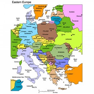 Eastern European Regional PowerPoint Map, Countries, Names - Clip Art Maps