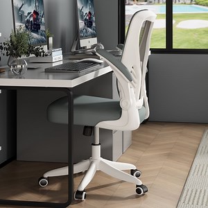 HomeZeer Computer Desk Chairs with Wheels, Middle Back Mesh Office Chair with Adjustable Arms and Lumbar support, Ergonomic Mesh Office Chair with 300 lbs, White