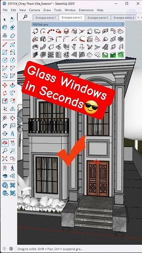 SketchUp PLUGIN 😇 in Seconds! to Make Glass Window #sketchup #3d