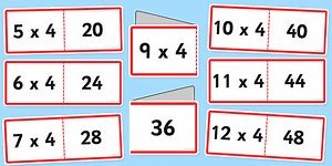 4 Times Tables Folding Cards