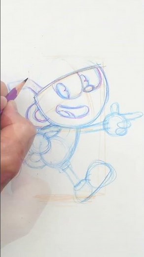 Simple Step by Step Cuphead Video Drawing Lesson