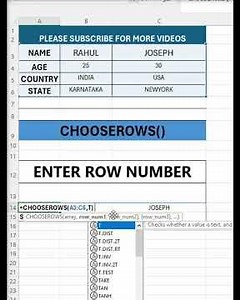 Mastering Excel CHOOSEROWS function | For Dynamic Data Extraction #excel