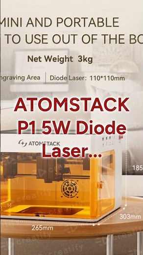 ATOMSTACK P1 5W Diode Laser Engraver, CoreXY Design Dual-motor Drive, 10000mm/min 110*110mm EU9.NL