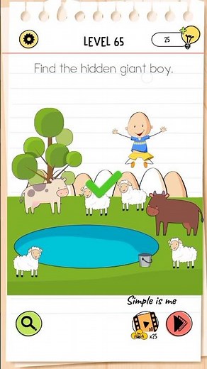 Brain Test All Star Level 65 find the hidden giant