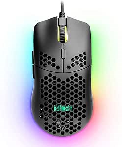 RedThunder M6 Lightweight Gaming Mouse - Ultralight Ultraweave Cable - RGB Chroma Light - Programmable 7 Buttons - 6400 DPI Optical Sensor for PC Gamer