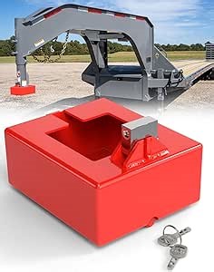 Upgraded Gooseneck Trailer Lock Fits Round and Square Trailer Tubes, Red Powder-Coated Gooseneck Hitch Lock for Trailers Fits Most 7 Inch Baseboard Couplers, Anti-Rust