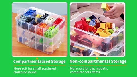 Storage Box for Lego, Stackable Storage Organizer with 30 Compartments for Lego, for Barbie Dolls, for Hot Wheel Toy Bins for kids organizer, Clear Toy StorageBin(Orange)