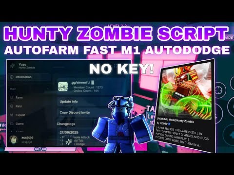 [UPD] Hunty Zombie Script Pastebin AutoFarm Zombies Fast Click m1 | AutoDodge Attack | AutoWin OP