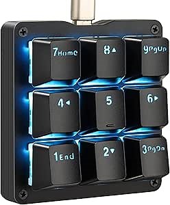 Koolertron Mechanical Numpad Macro Keyboard, 9-Key Numeric Keypad LED Backlit Gaming Keyboard, Fully Programmable Number Pad Keyboard, Computer High Ground Mechanical Macro Number Keypad