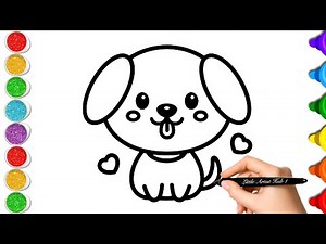 Cute Dog Drawing, Painting & Coloring For Kids and Toddlers_ Kids Art
